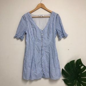 L'Academie striped blue white mini dress size L